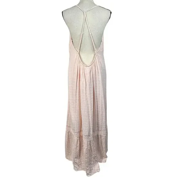Aerie X-Large Maxi Dress V-Neck Lined Adjustable Spaghetti Straps Textured Pink - Picture 6 of 11